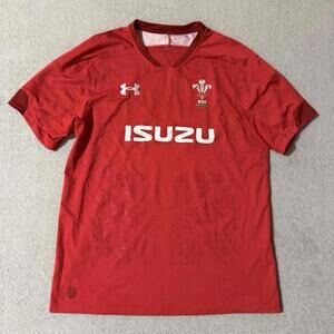 Under Armour Wales Rugby Jersey XL Men Red Short Sleeve Polyester WRU Isuzu